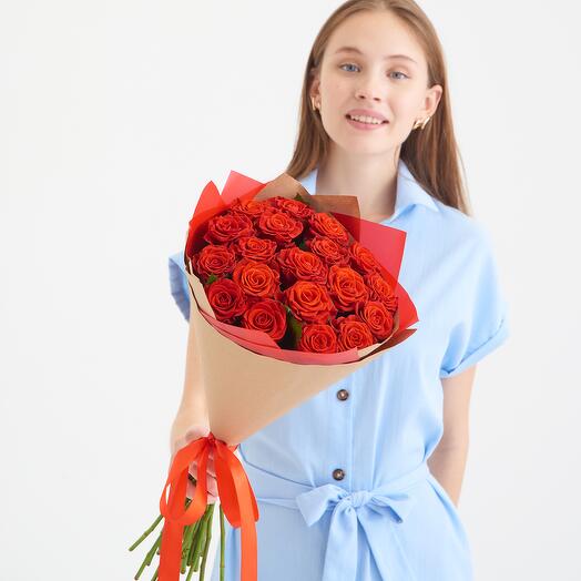 Bouquet of 19 roses Eltoro in design packaging