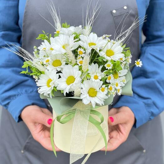 Ромашки в шляпной коробке