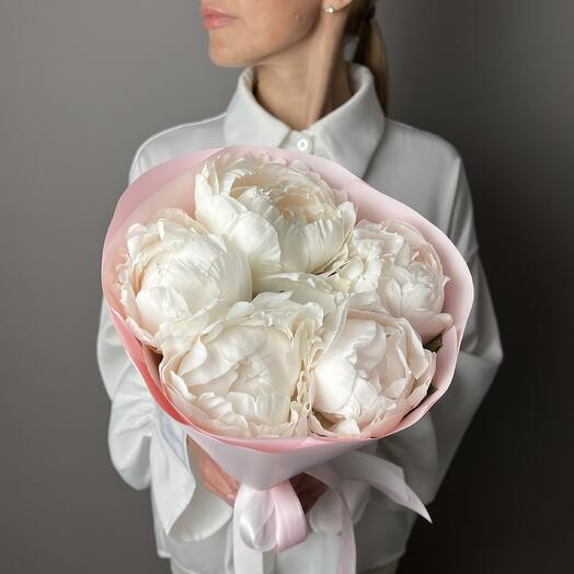 Белые Пионы 5 шт