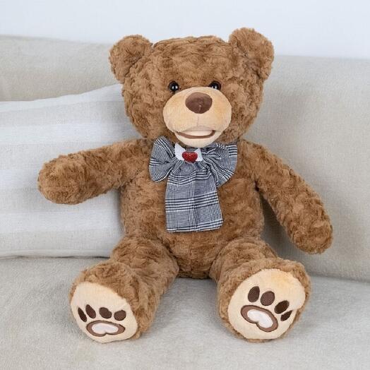 Мягкая игрушка Мишка с бантиком для девочек и мальчиков / Плюшевый Медведь для малышей KiDWoW коричневый 125см