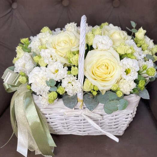 Basket with flowers white flowers in the basket