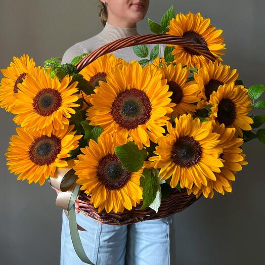 Sunny basket with sunflower