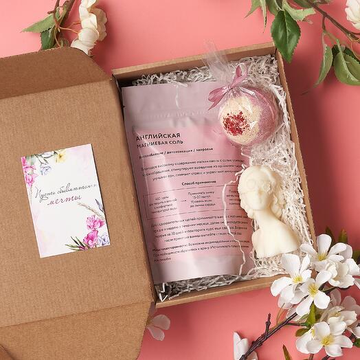 Подарочный набор SPA/ свеча, бомбочка, соль для ванны,подарок женщине на 8 марта