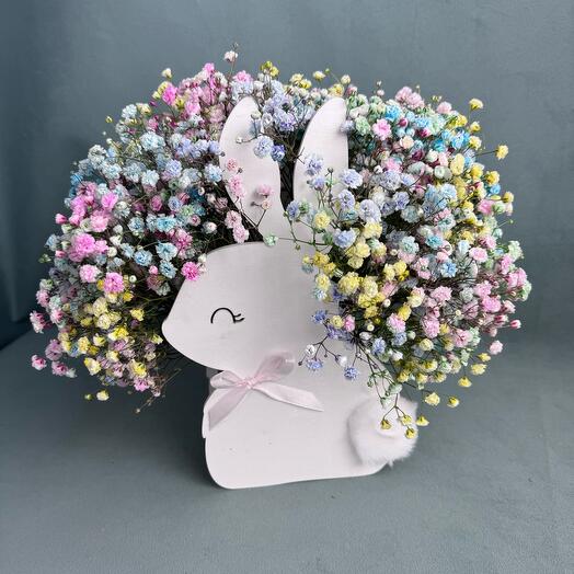 Rainbow rabbit from gypsophila