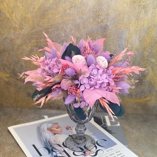 Сухоцветы в бокале Лавандовый закат