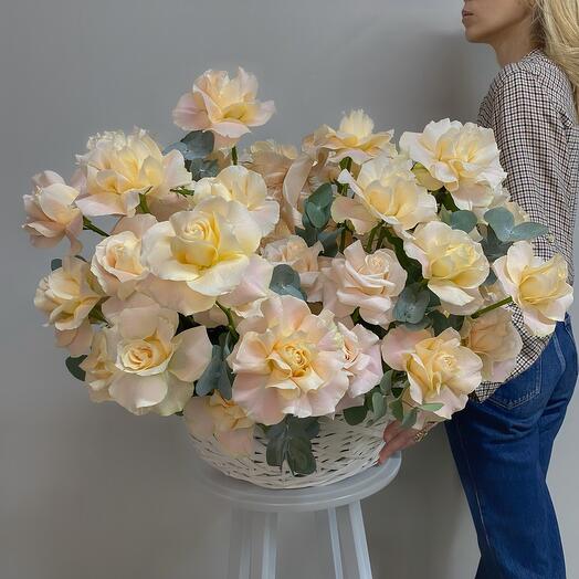 Big Premium basket with French vanilla roses