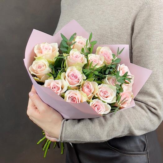 Bouquet of one -headed roses Pink Aten 15pcs