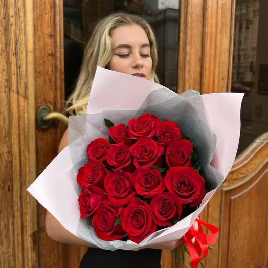 15 red premium roses 60 cm