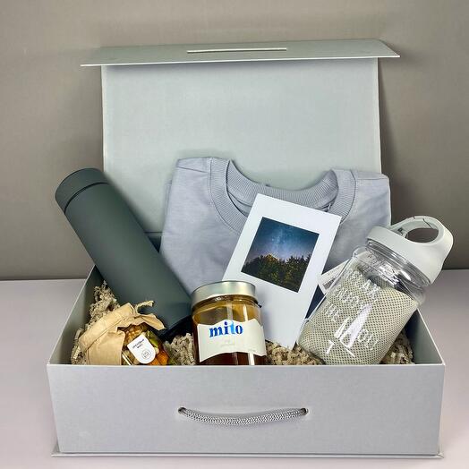 Подарочный набор в коробке мужской серый